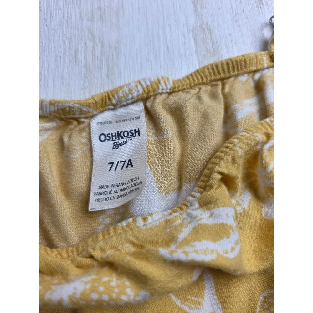 OshKosh Bgosh Girls Yellow Butterfly Dress Boho Cottagecore Viscose Size 7 7A